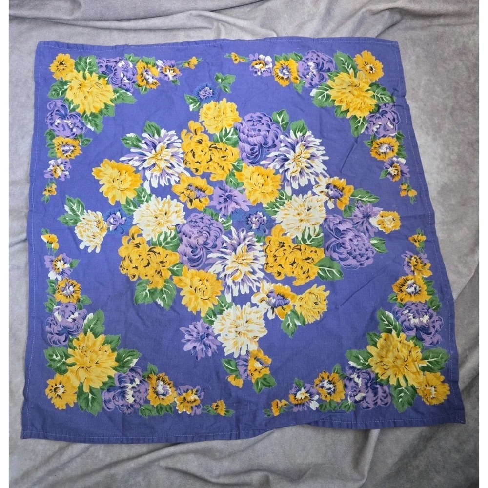 Williams Sonoma Purple Yellow Floral Cloth Napkin 100% Cotton Cottagecore (4) VT